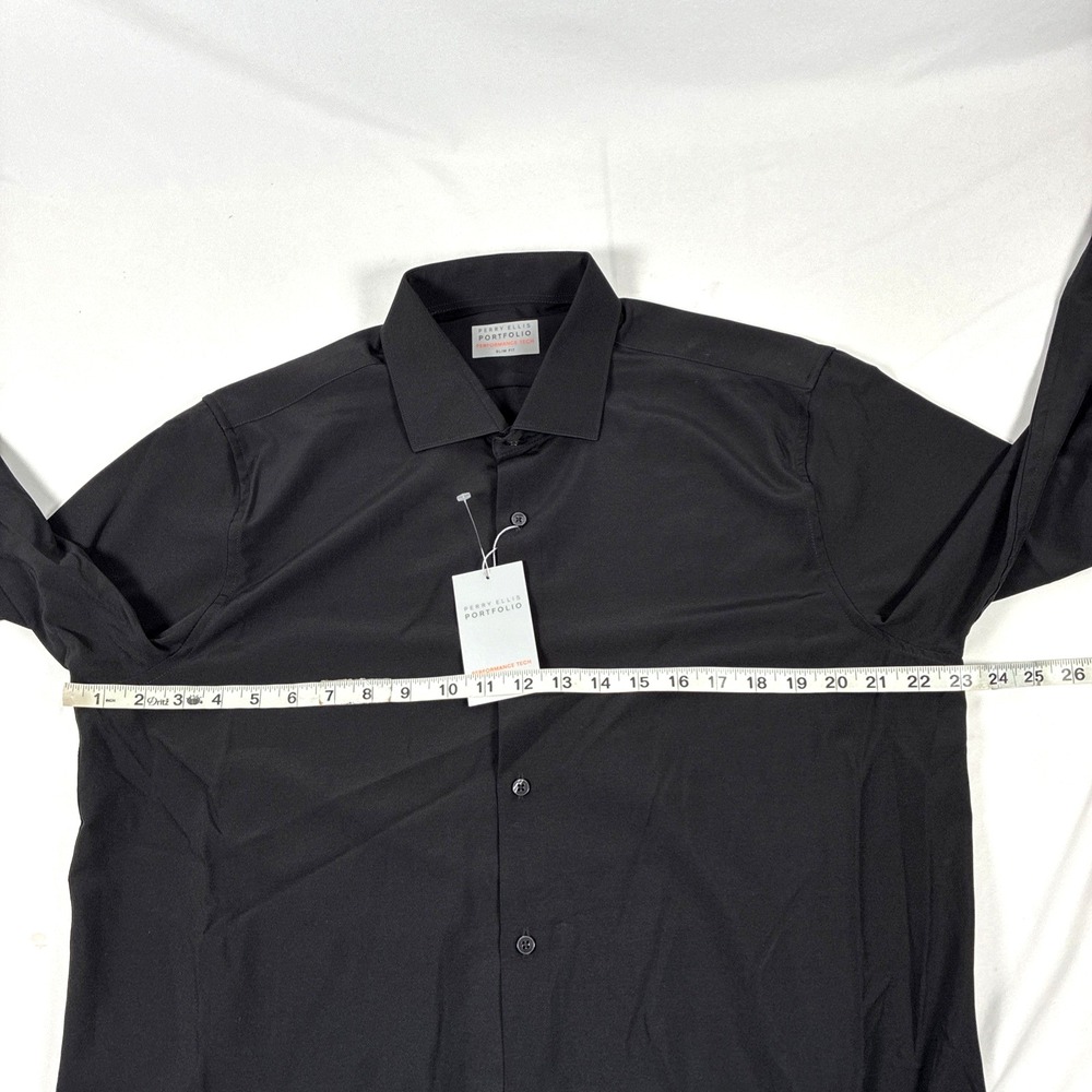 New Mens Perry Ellis LS Button Up Performance Tech Slim Fit Shirt Size L NWT - Picture 4 of 8